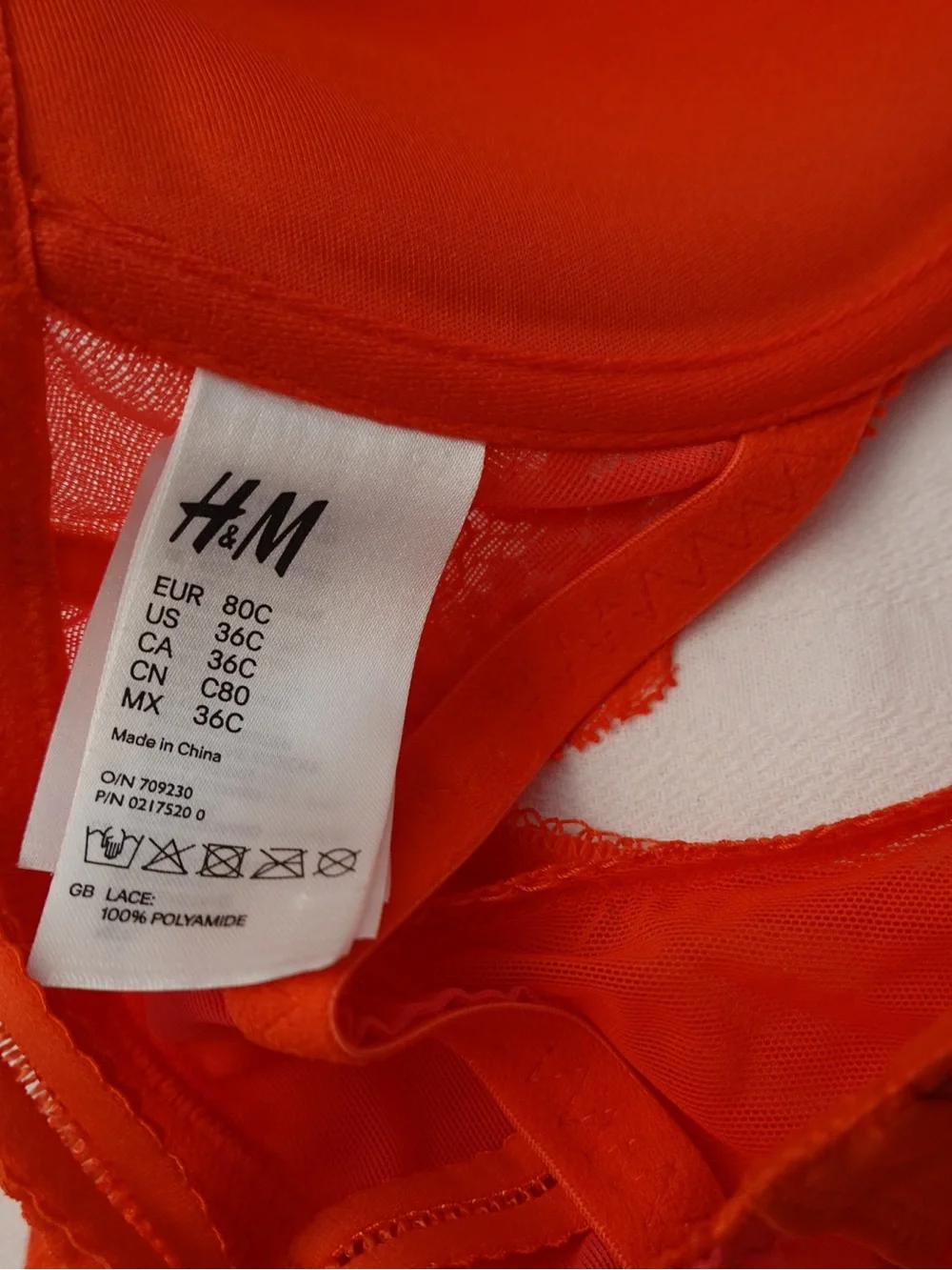 H&M Red Lace Push-Up Bra and Matching Brief Set